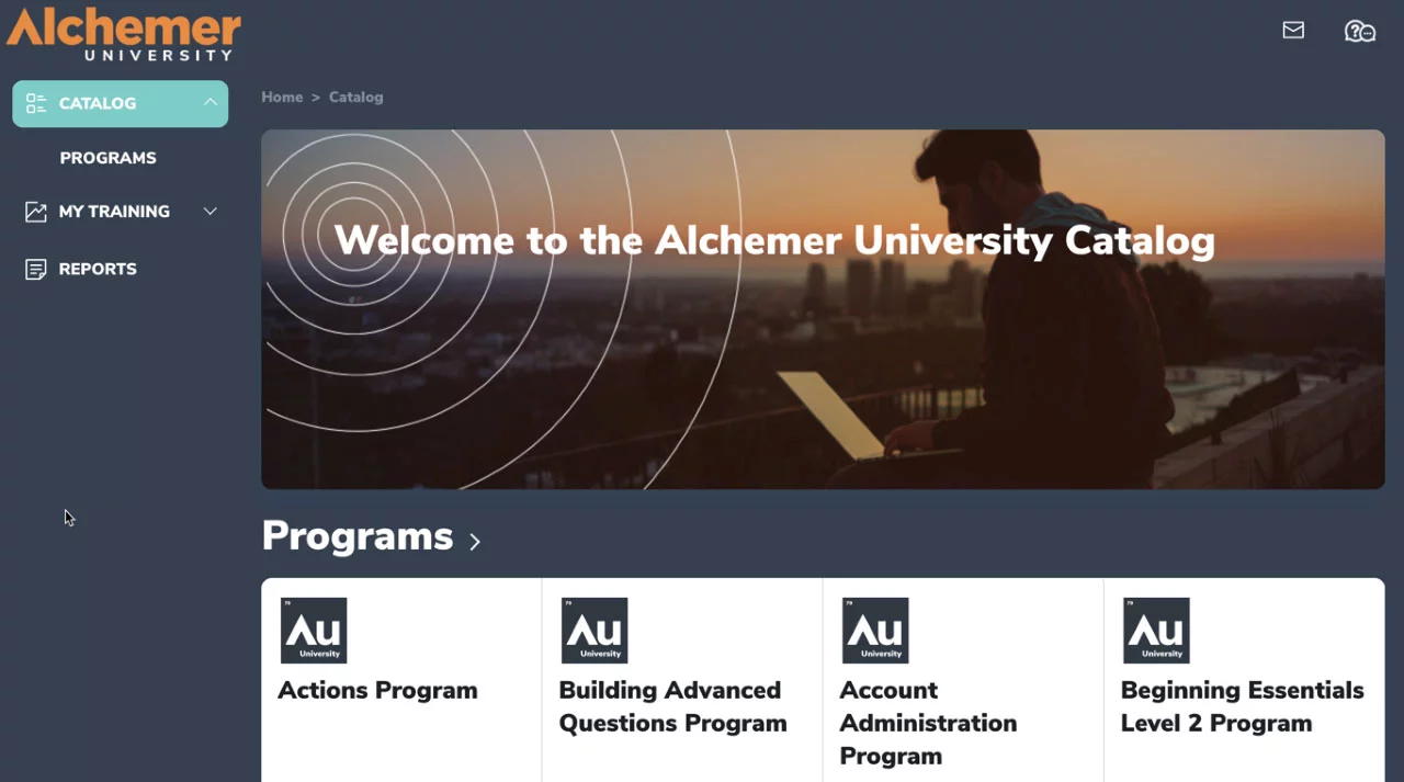 Alchemer University homescreen