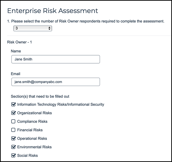 Enterprise Risk Assessment example form 