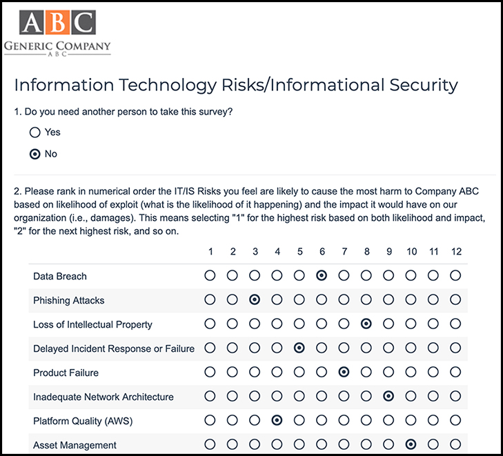 Alchemer Enterprise Risk Assessment Report screenshot example