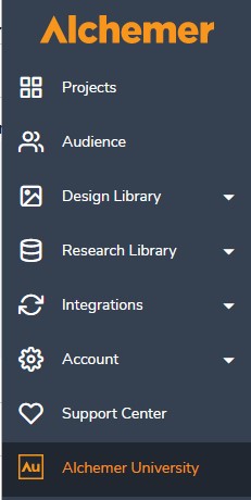 Alchemer website menu dropdown