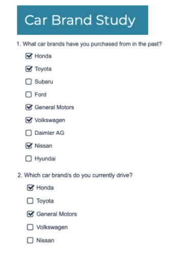 car brand study survey