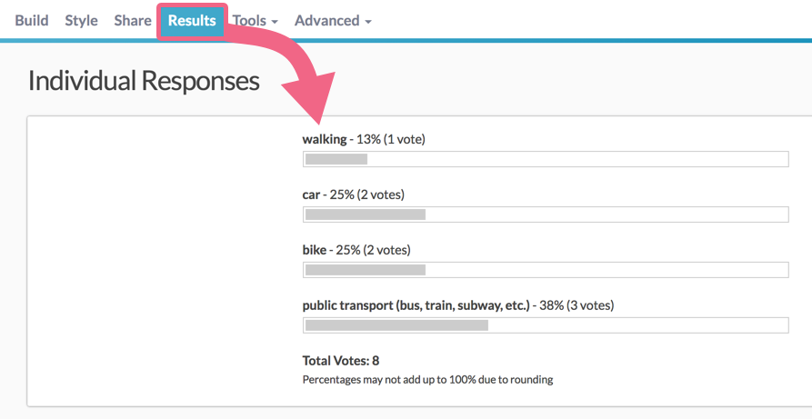 How to access poll results in the Results tab in Alchemer.